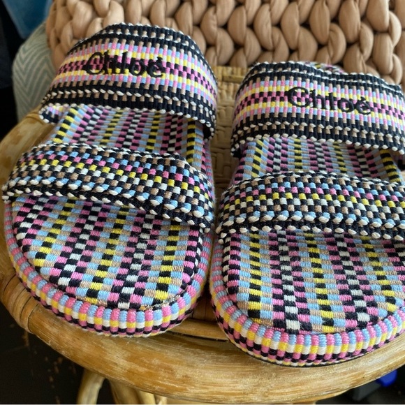 Chloe Rori Sandals Woven Cotton Colourful Slides Slip On Embroidered Rare HTF - Picture 10 of 14